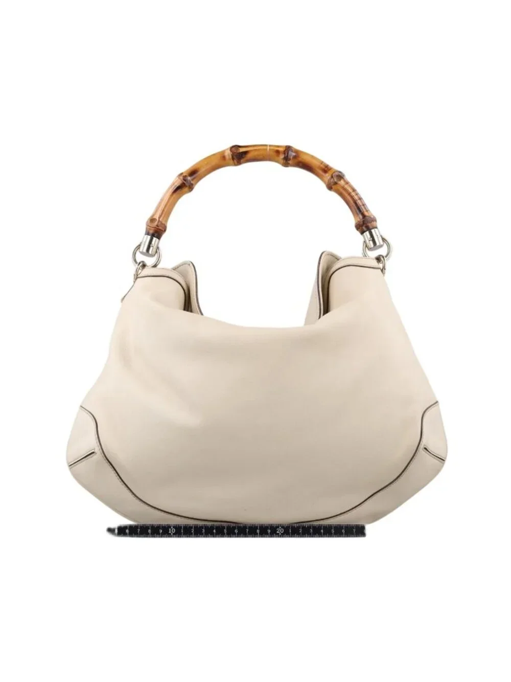 ★SOLD★ Gucci Bamboo White Leather Messenger Bag - Picture 2 of 15